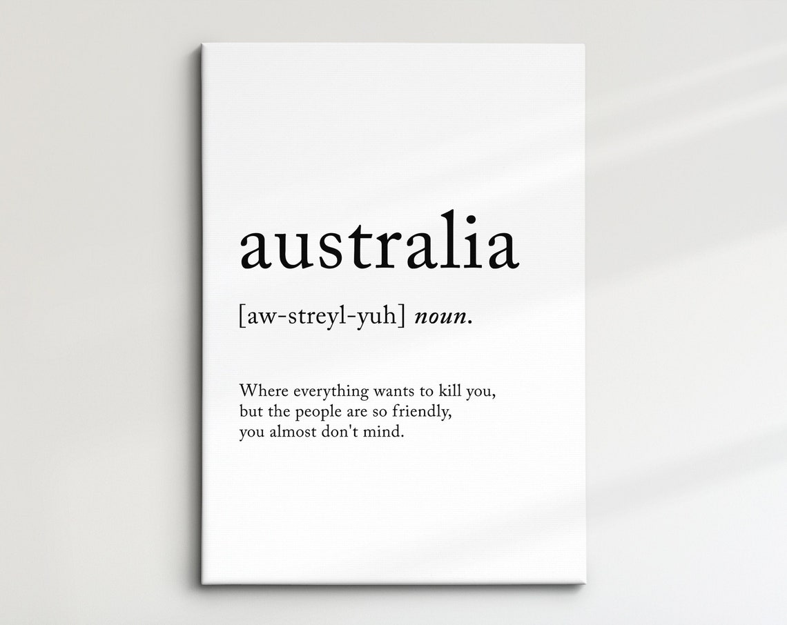 Australia Dictionary Definition Funny Wildlife Quote Minimalist Poster