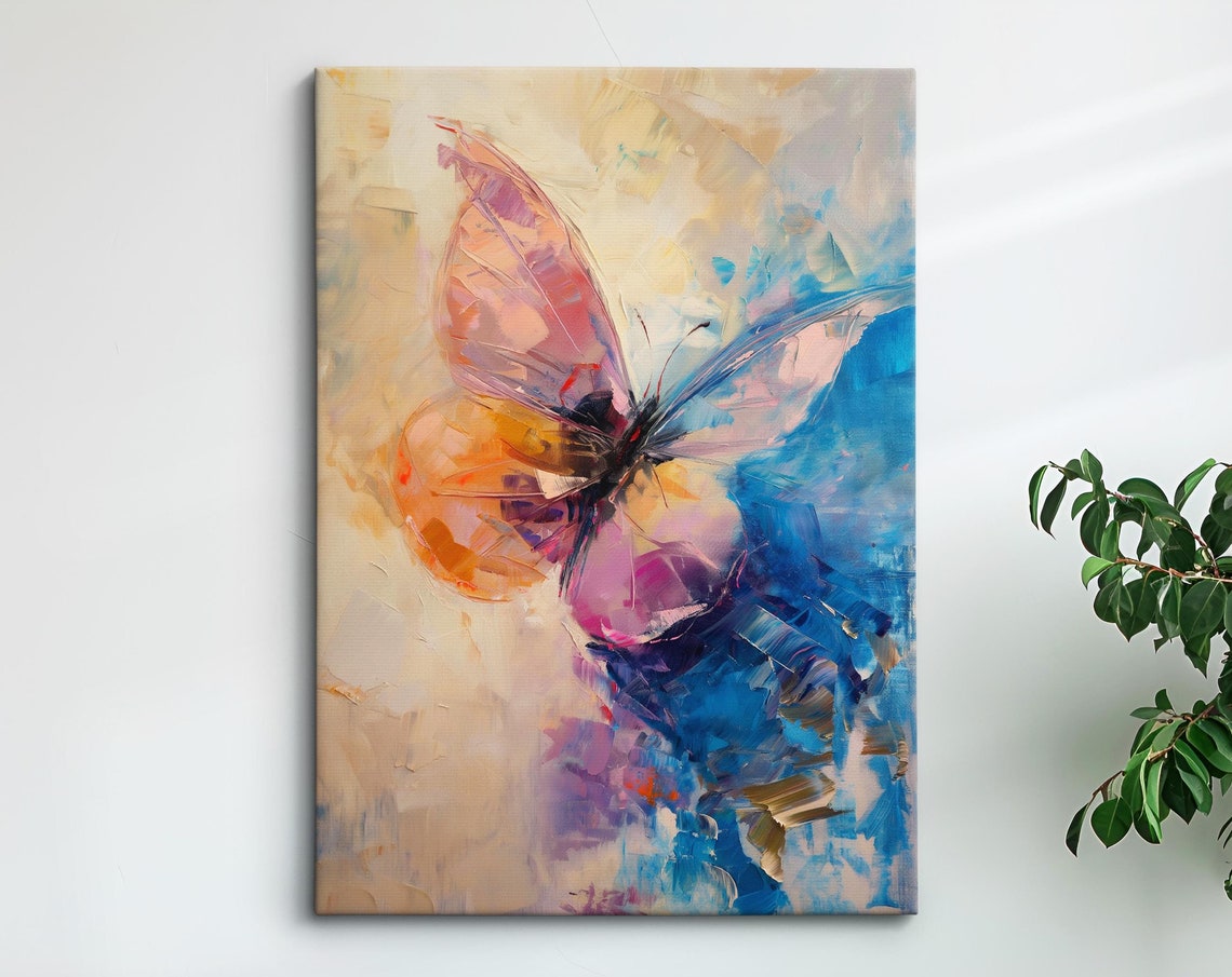 Colorful Butterfly Abstract Oil Painting Framed Print Framed Portrait Wall Art Poster Home Decor Interior Butterfly Lover Gift