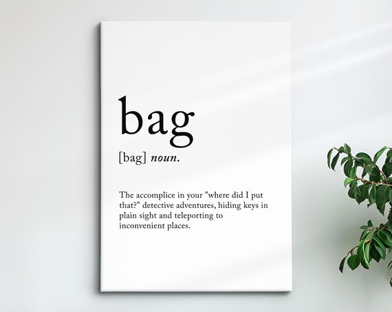 Bag Definition Dictionary Funny Quote Framed Print Framed Wall Art Poster Home Decor Interior Fashion Beauty Gifts For Her