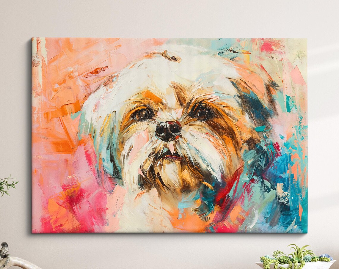 Shih Tzu Abstract Oil Painting, Dog Lover Art Print