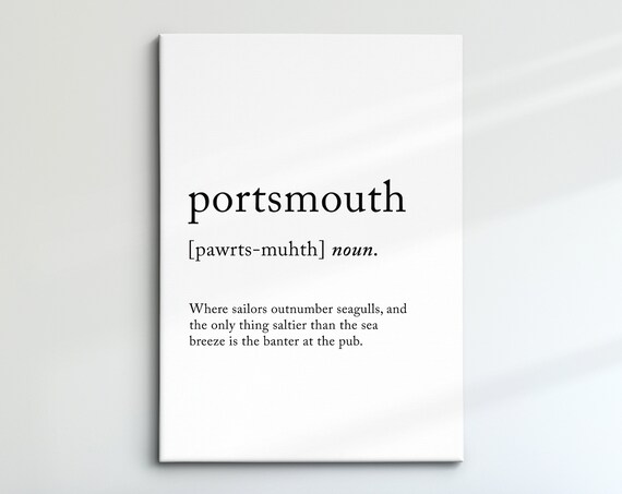 Portsmouth England Uk Definition Dictionary Funny Quote Minimalist Framed Print Framed Wall Art Poster Home Decor Interior Gifts