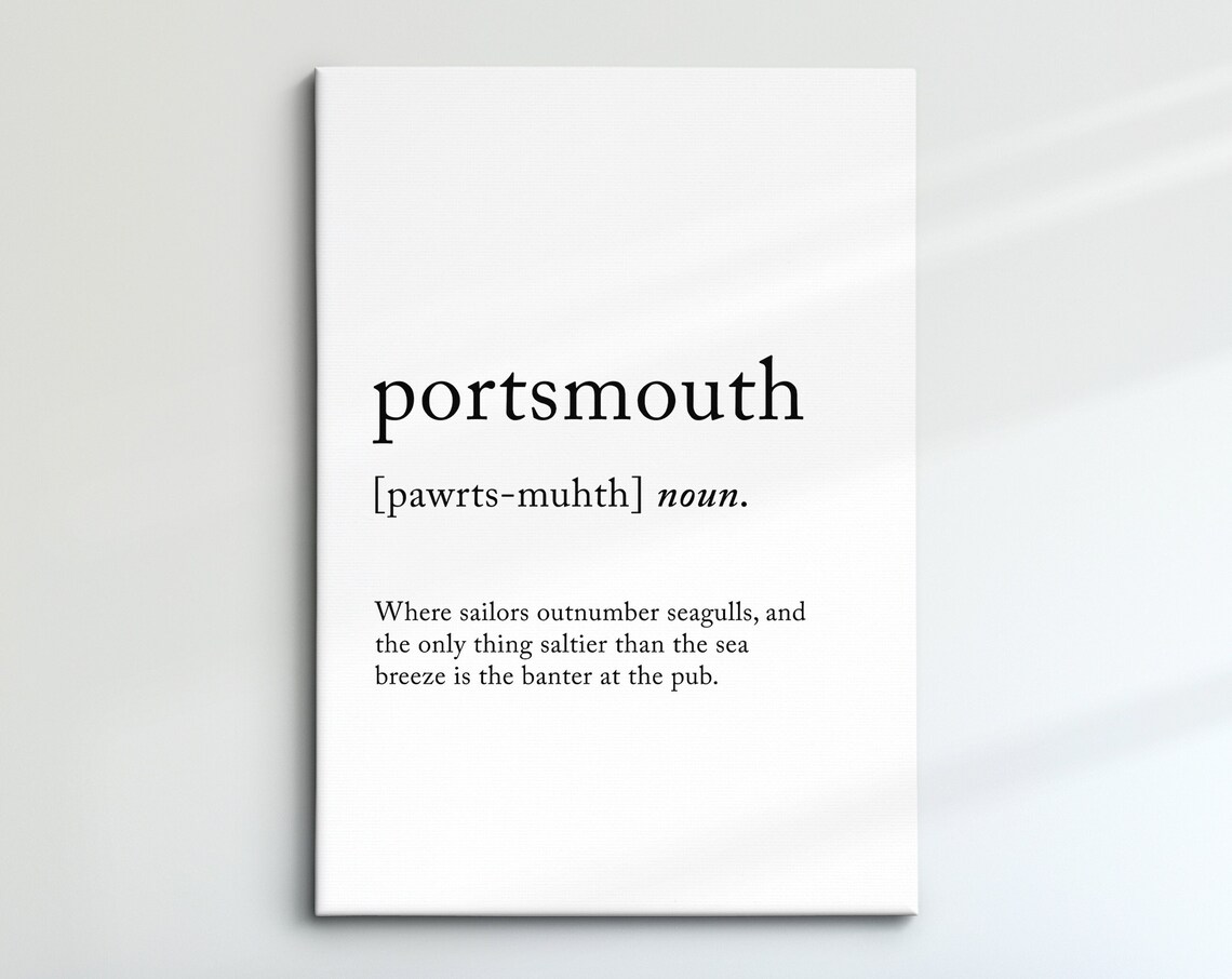 Portsmouth England Uk Definition Dictionary Funny Quote Minimalist Framed Print Framed Wall Art Poster Home Decor Interior Gifts