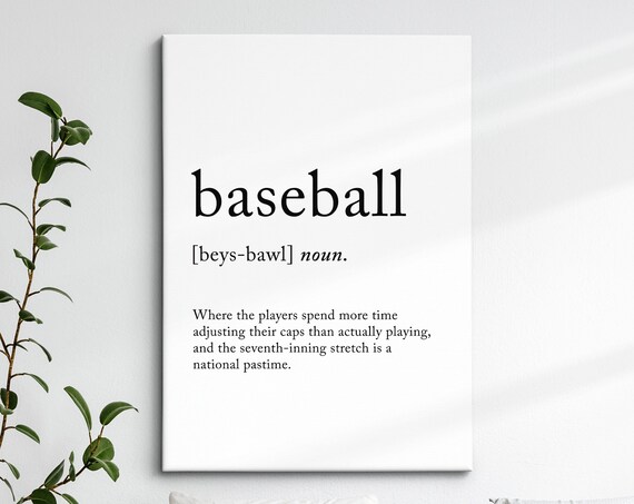 Baseball Definition Dictionary Funny Sports Quote Minimalist Framed Print Framed Wall Art Poster Home Decor Interior Baseball Gift