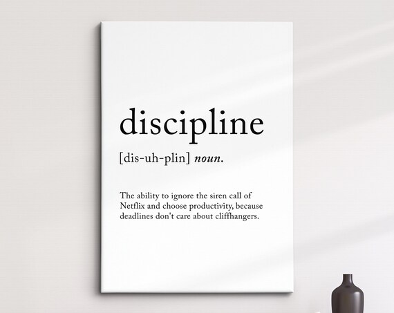 Discipline Funny Definition Dictionary Quote Minimalist Framed Print Framed Wall Art Poster Home Decor Interior Inspirational Gifts