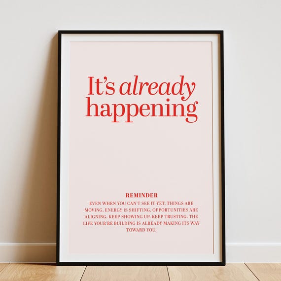 Manifestation Wall Art Its Already Happening Abundance Affirmation Quote Visionboard Poster Instant