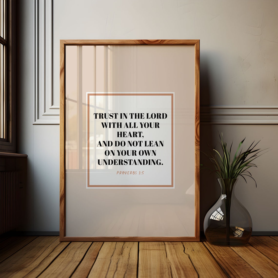 Proverbs 3:5 Trust In The Lord Bible Verse Warm Beige Christian Poster - Image 6