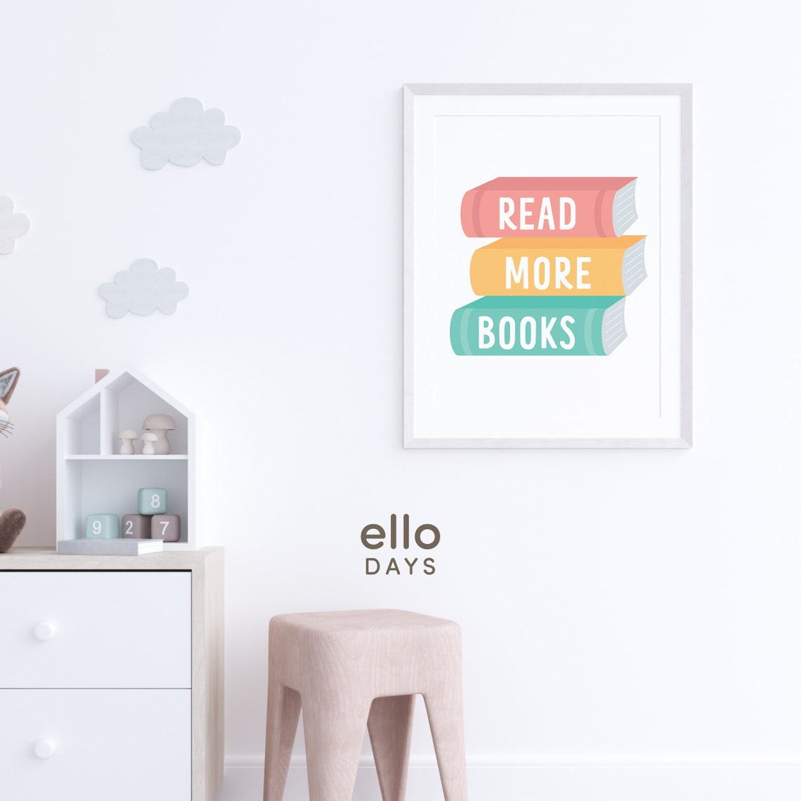 Read More Books On Pastel Book Stack Reading Corner Kids Poster - Image 3