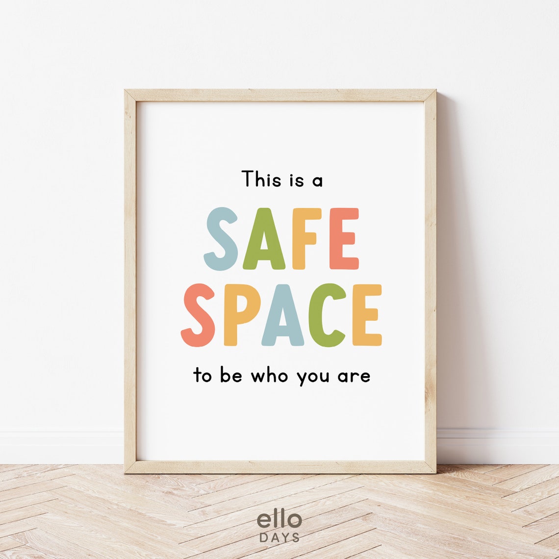 This Is a Safe Space to Be Who You Are Rainbow Quote Wall Poster