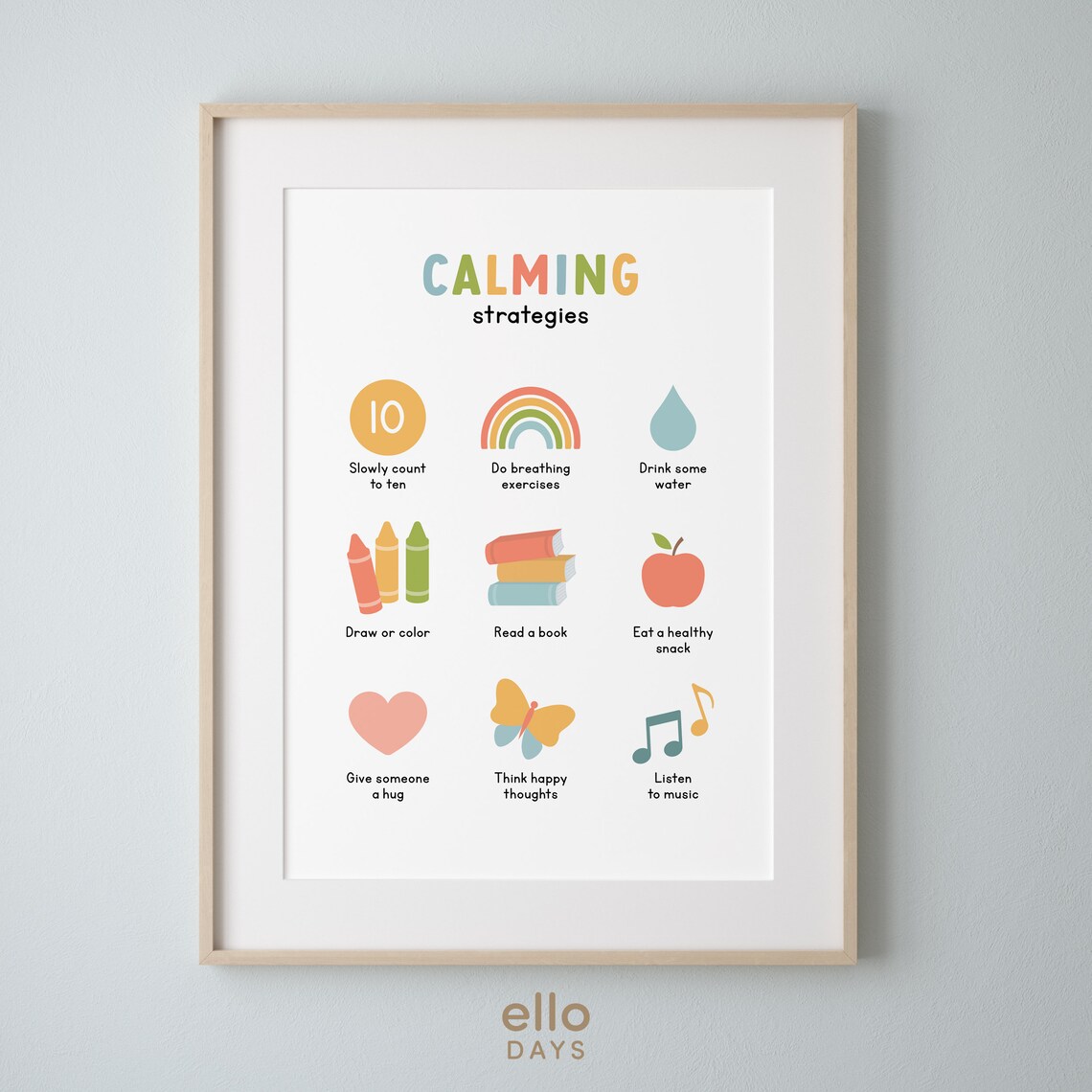Calming Strategies Therapy Poster, Mental Health Decor - Image 3