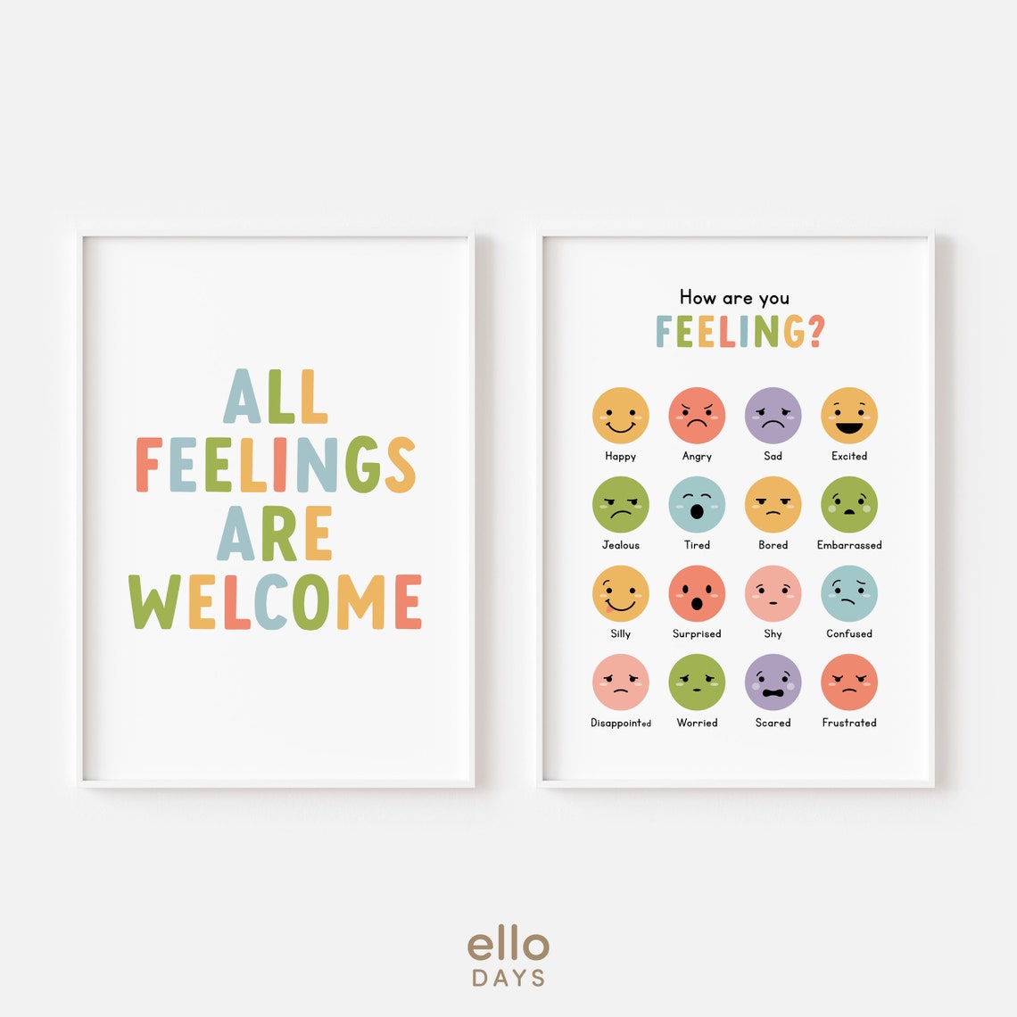 All Feelings Are Welcome Colorful Block Letter Quote Wall Poster - Image 3