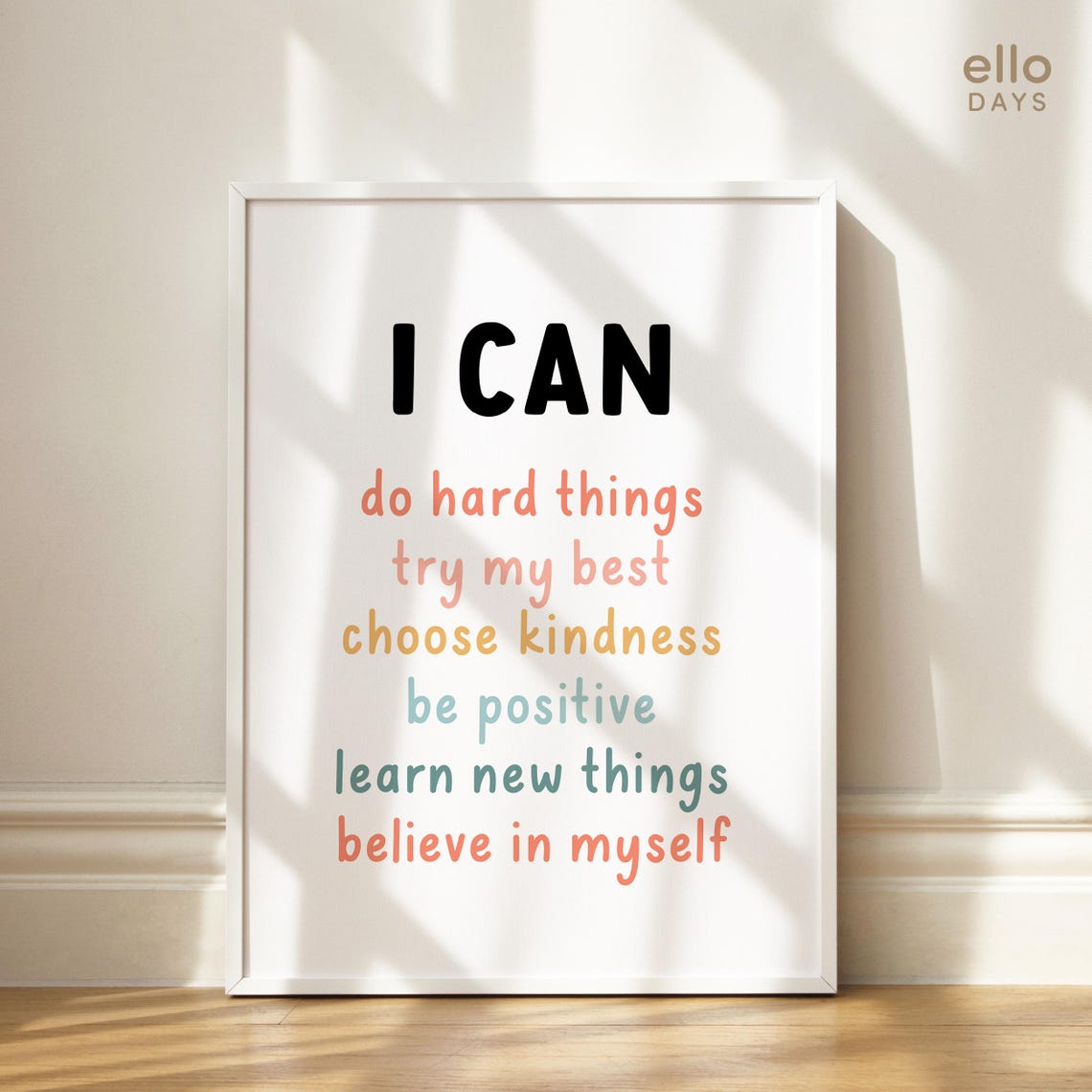 I Can Do Hard Things Pastel Rainbow Affirmations Quote Poster - Image 2