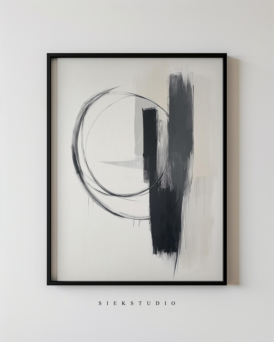 Abstract Circle Shape Line Black and White Art Print
