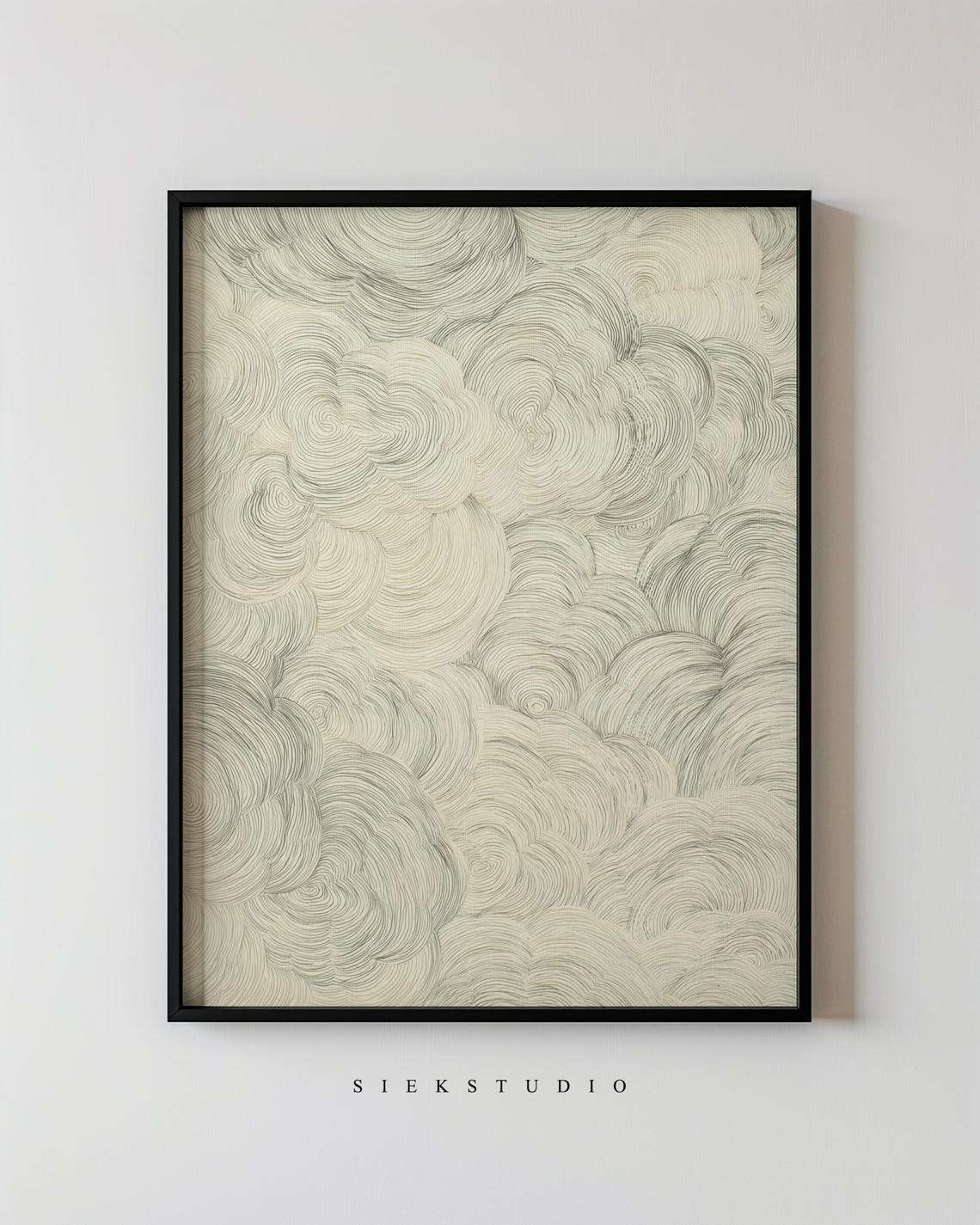Modern Abstract Minimalist Neutral Linework Pattern Wall Art Contemporary Organic Flowing Shapes Living Room Decor 239