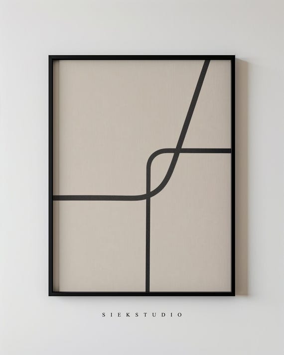 Modern Abstract Line Art, Minimalist Geometric Art Print
