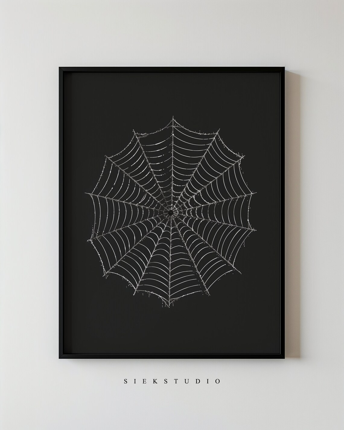 Spooky Spider Web Art Black And White Halloween Wall Minimalist Gothic Decor Autumn Home