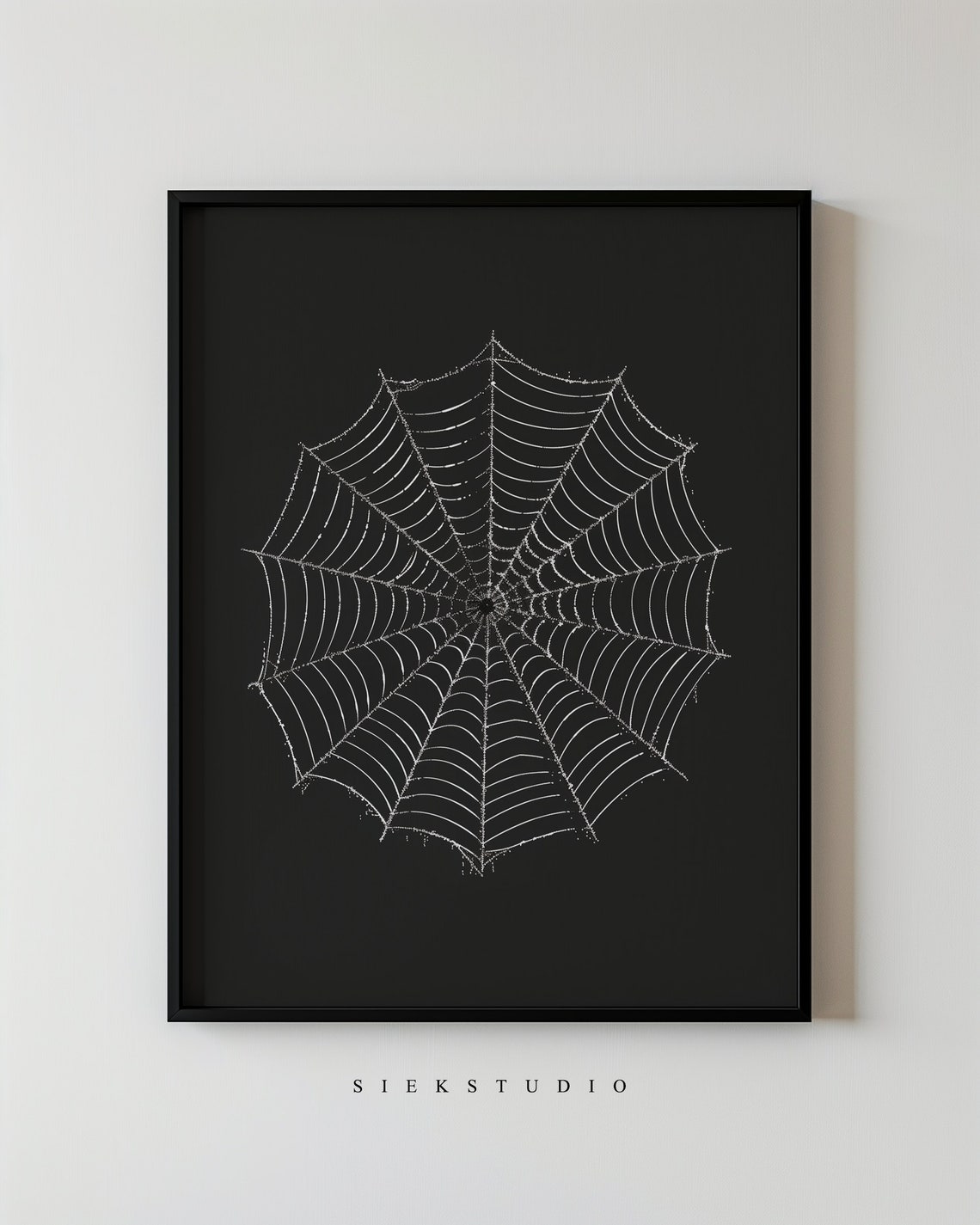 Spooky Spider Web Black And White Halloween Gothic Minimalist Poster