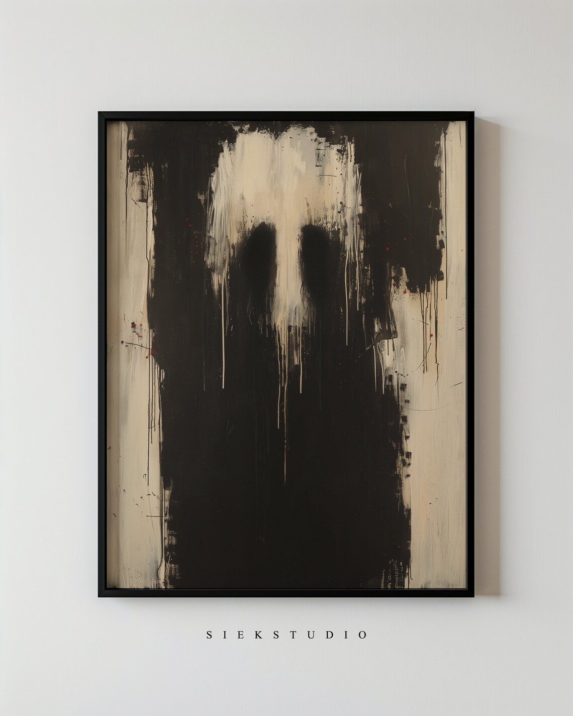 Abstract Skull Panda Art Print, Minimalist Modern