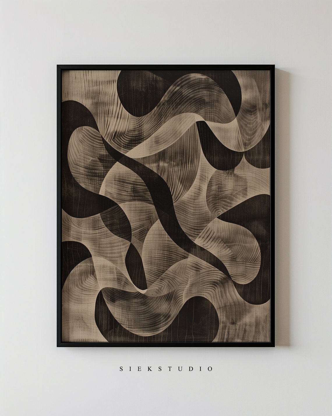Modern Geometric Abstract Wall Art Neutral Home Minimalist Line Large Black And Beige Contemporary Decor