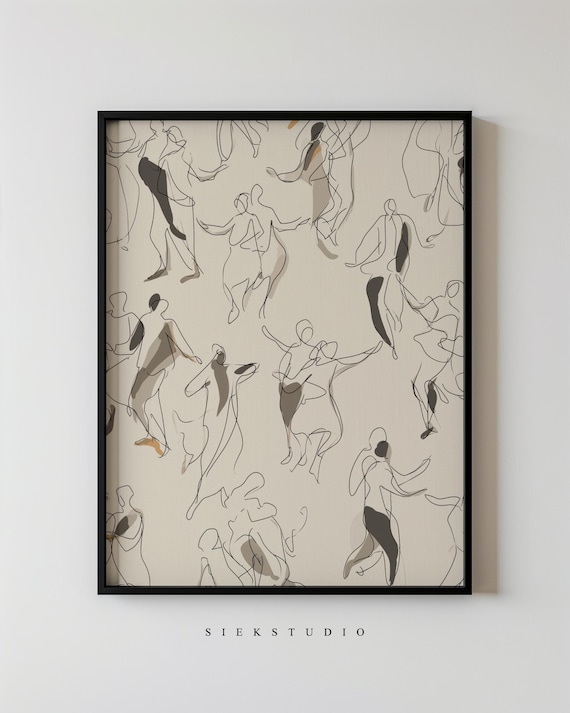 Abstract Dancing Figurative Line Drawing, Art Print
