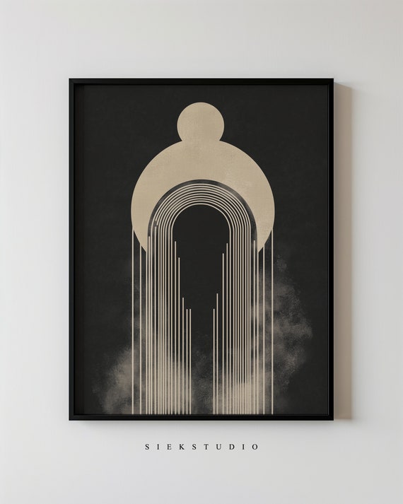 Modern Abstract Geometric Poster, Minimalist Line Shapes