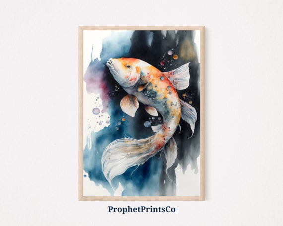Watercolor Koi Fish Poster Print Japanese Wall Art Koi Fish Gift Original Zen Home Dcor Wall Art Digitial