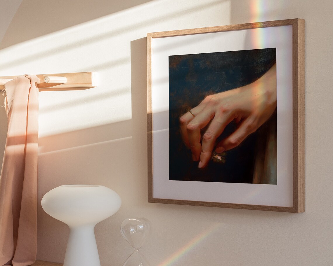 Woman Hand Holding Flower Dark Moody Elegant Detail Art Poster - Image 3