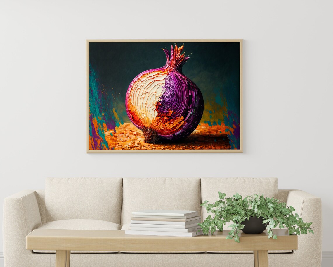 Peeled Purple Onion Showing Layers Vibrant Kitchen Art Poster - Image 3