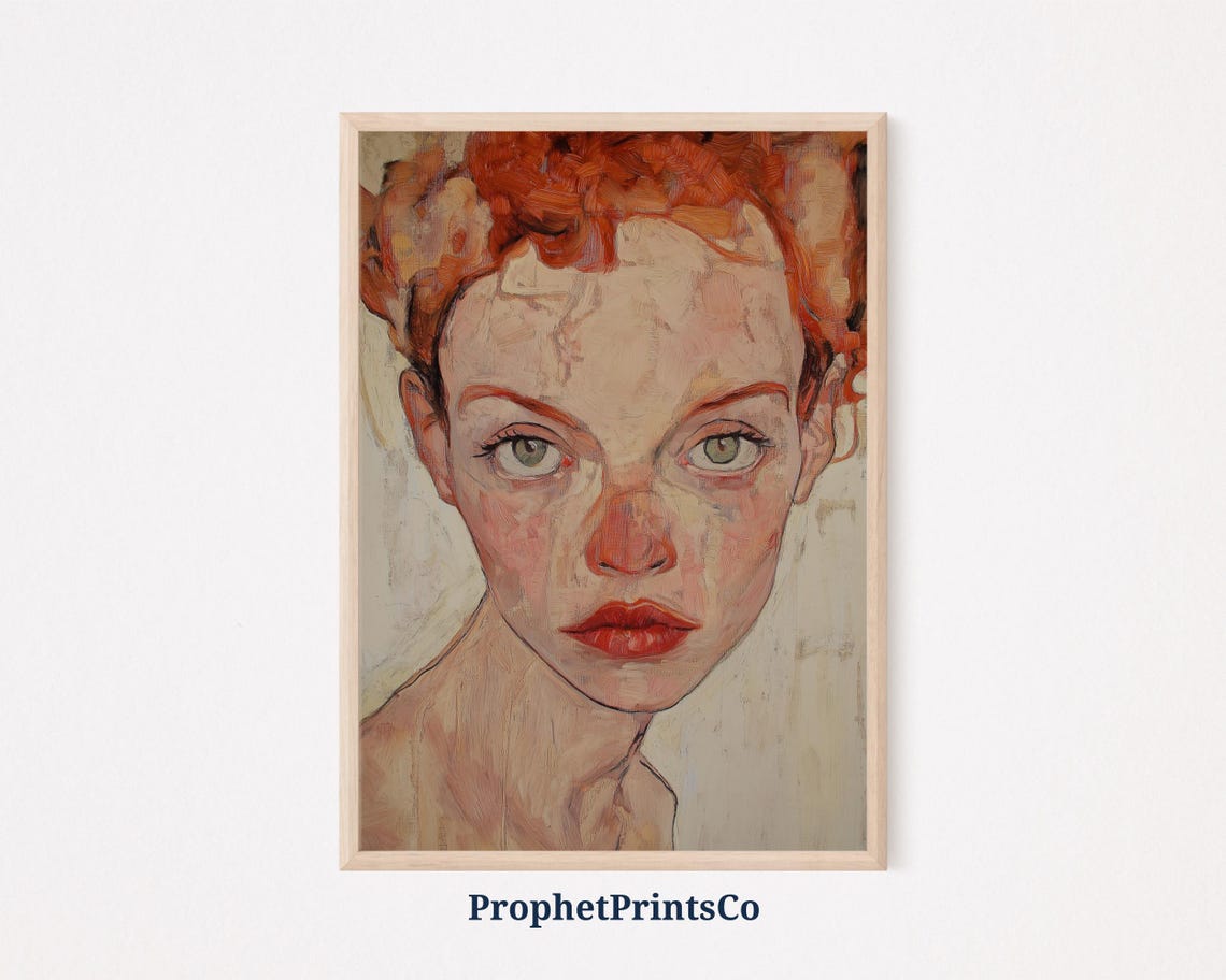 Abstract Female Portrait Redhead Expressionist Art Unique Wall Art Contemporary Art Modern Decor Print