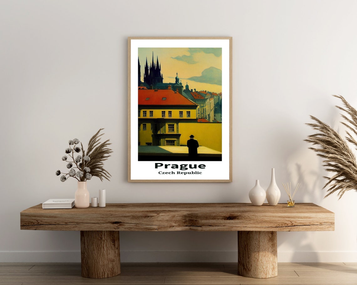 Prague Czech Republic Red Rooftops Spires Vintage Travel Poster - Image 3
