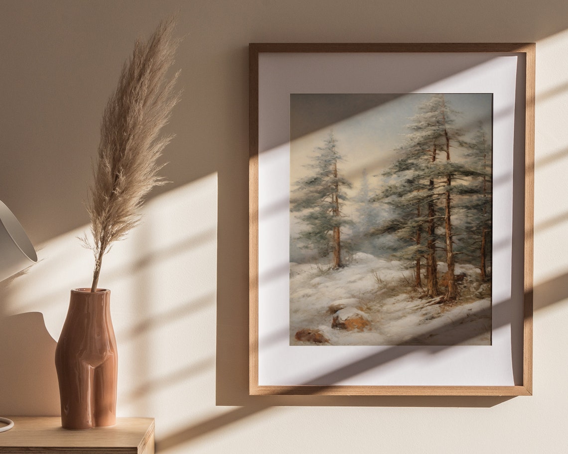 Pine Trees Print Forest Print Pine Tree Forest Wall Art Winter Wall Decor Winter Pine Forest Wall Art - Image 4