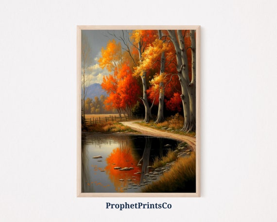 Autumn Landscape Poster Print Moody Vintage Wall Art Nature Lover Gift Farmhouse Home Dcor Wall Art Digitial