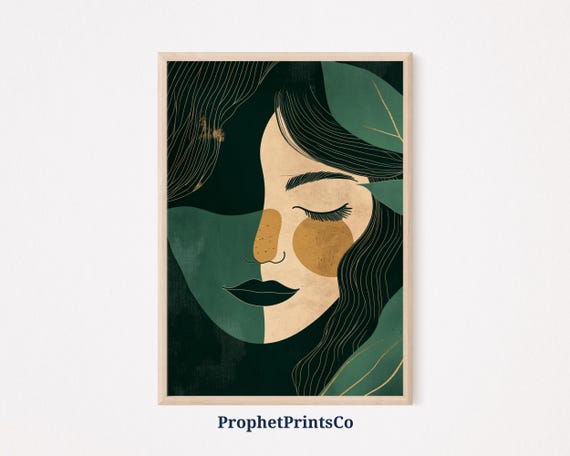 Abstract Woman Gold Poster Print Modern Wall Art Elegant Home Dcor Minimalist Illustration Artistic Portrait