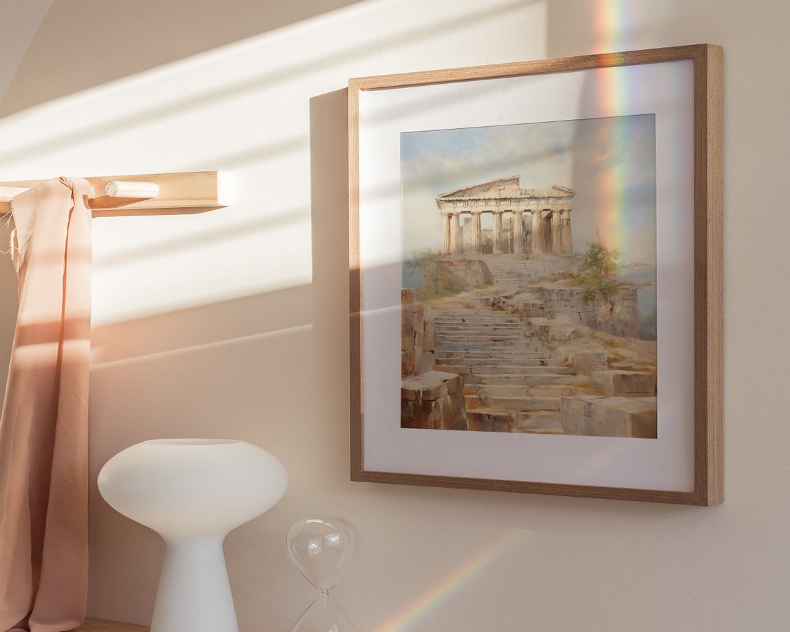 Ancient Parthenon Temple Weathered Stone Steps Greece Painting Poster - Image 3
