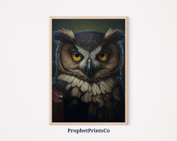 Dark Academia Owl Poster Print Vintage Oil Painting Wall Art Owl Gift Moody Bird Home Dcor Wall Art Digitial