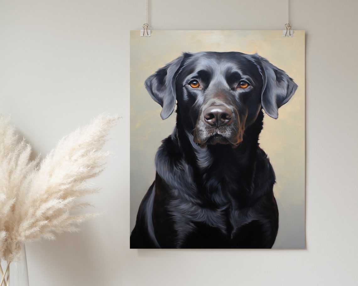 Cute Labrador Art Black Lab Puppy Nursery Art Dog Lover Gift Black Labrador Print Wall Art - Image 2