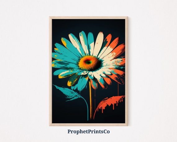 Daisy Pop Art Poster Print Cute Floral Wall Art Daisy Lover Gift Daisy Flower Home Dcor Wall Art Digitial