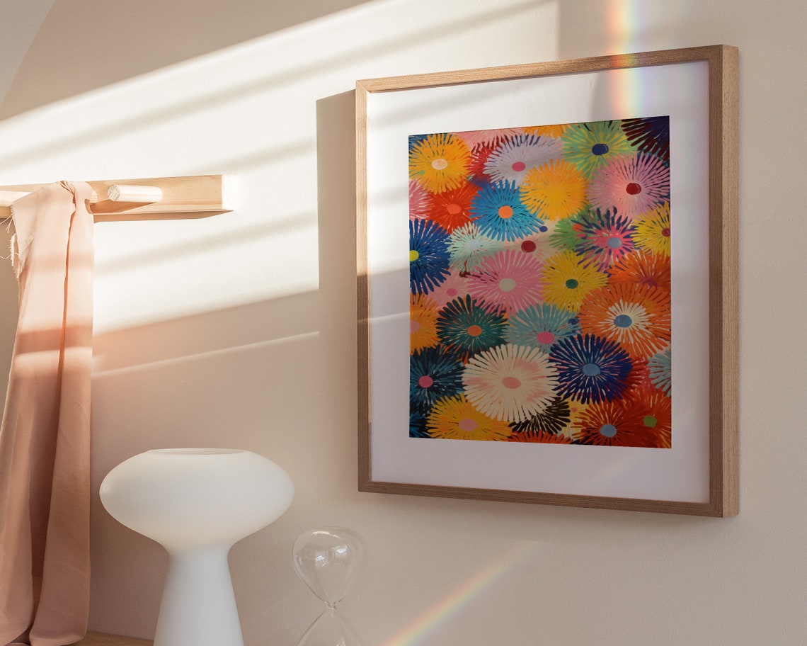 Bold Groovy Sunburst Daisy Pattern Colorful Retro 60s Art Poster - Image 3