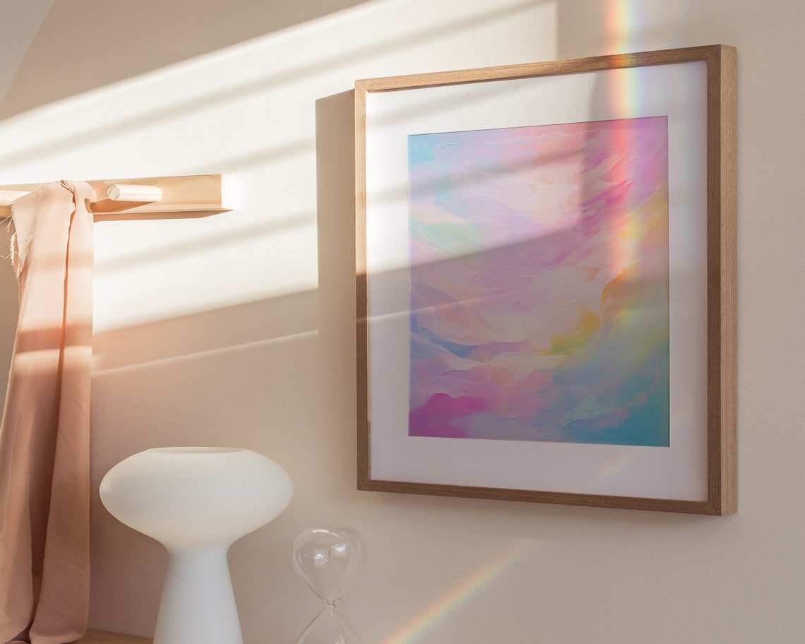 Pastel Pink Purple Aqua Dreamy Abstract Brushwork Art Poster - Image 3