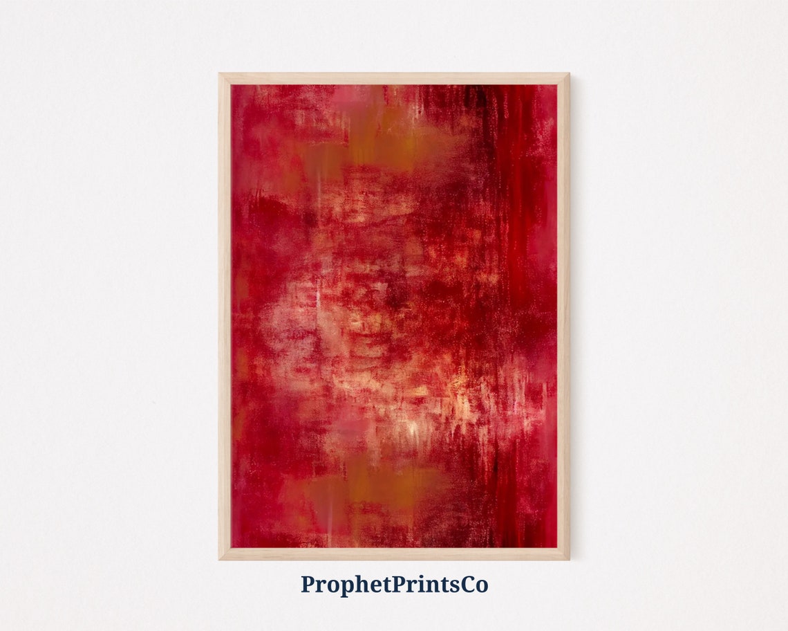 Bold Abstract Ruby Red Textured Impasto Modern Painting Poster