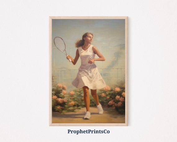 90s Tennis Poster Print Vintage Tennis Wall Art Aesthetic Tennis Ball Sports Poster Home Dcor Wall Art