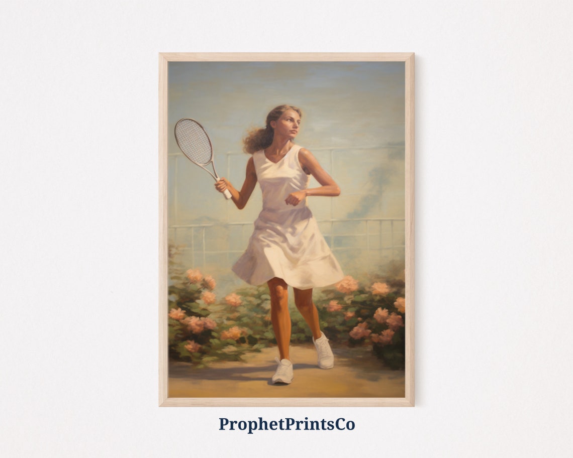 90s Tennis Poster Print Vintage Tennis Wall Art Aesthetic Tennis Ball Sports Poster Home Dcor Wall Art