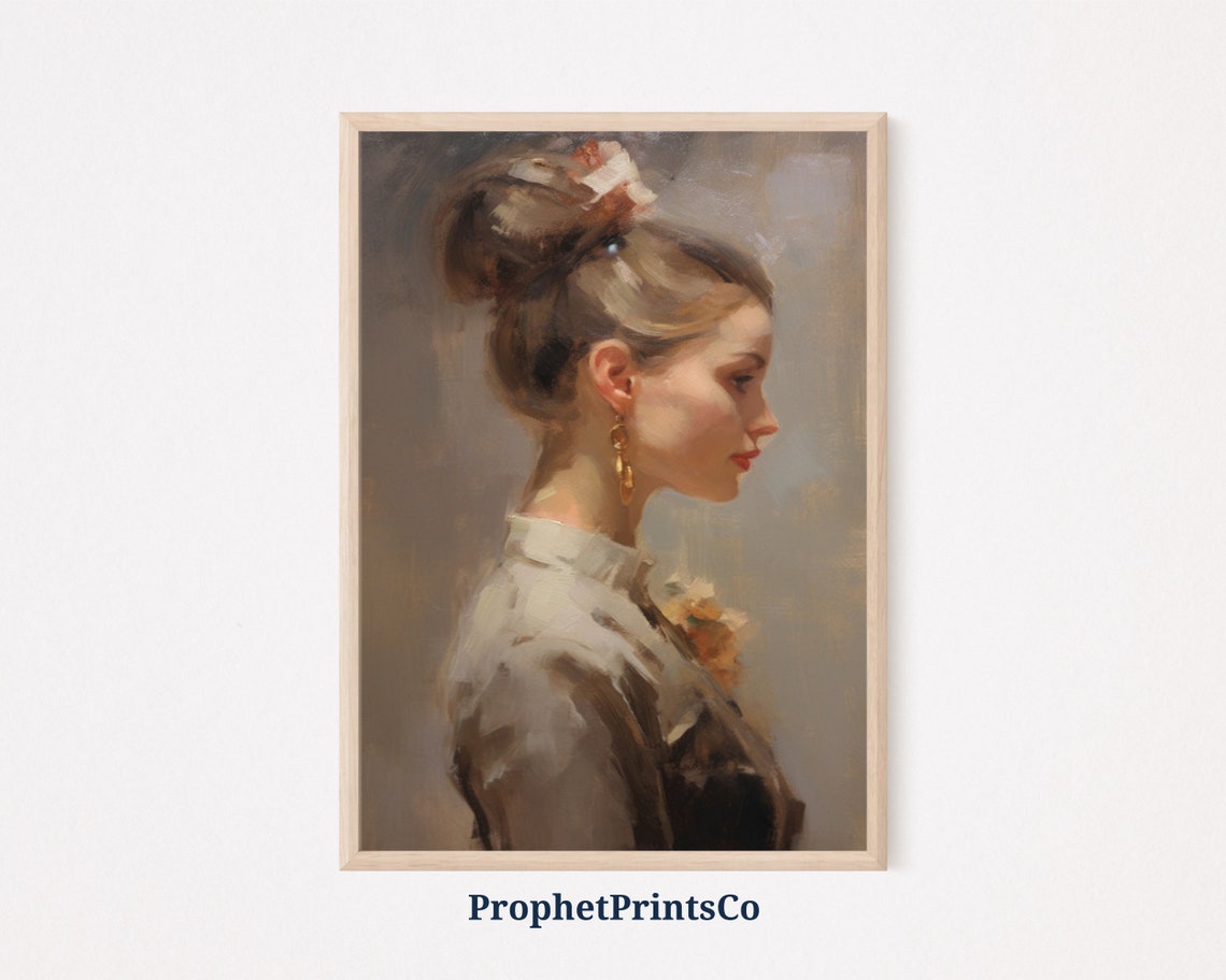 Soft Tonal Woman Portrait Oil Painting Modernism Wall Art Antique Oil Painting Cute Home Dcor Wall Art