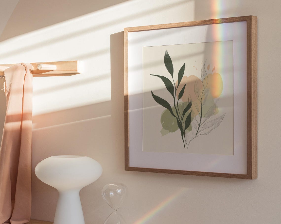 Minimalist Botanical Watercolor Sprigs Beige Neutral Aesthetic Poster - Image 3