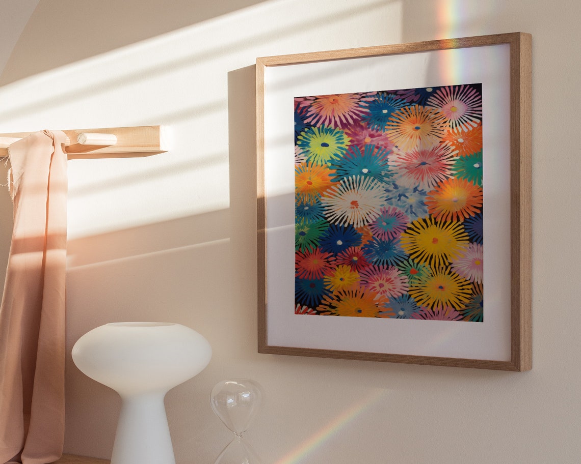 Electric Flower Burst Pattern Multicolor Retro Pop Art Poster - Image 3