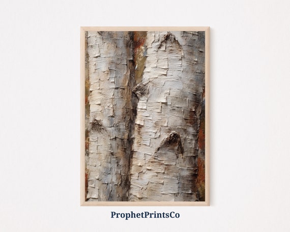 Tree Bark Oil Painting Print Nature Wall Art Birch Wood Wall Art Tree Bark Texture Home Dcor Wall Art