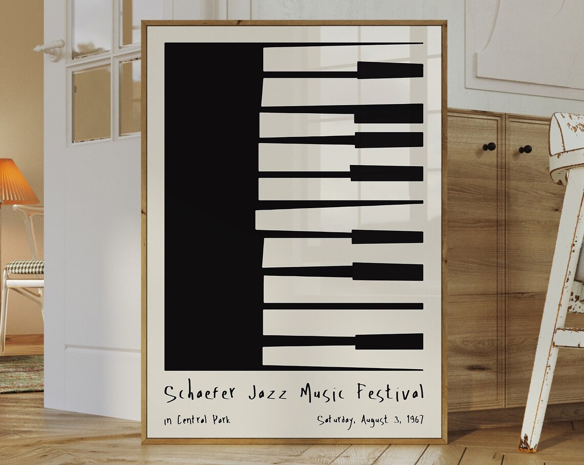 Schaefer Jazz Music Festival 1967 Piano Keyboard Central Park Poster - Image 2