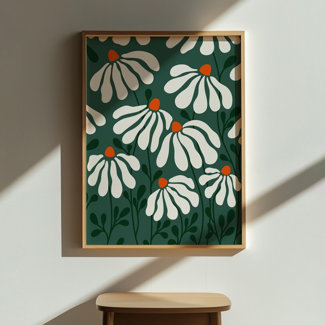 Daisy Flowers Art Print, Modern Botanical Minimalist