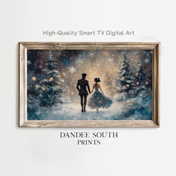 Nutcracker Ballet Snowy Christmas Eve Smart TV Digital Art Print