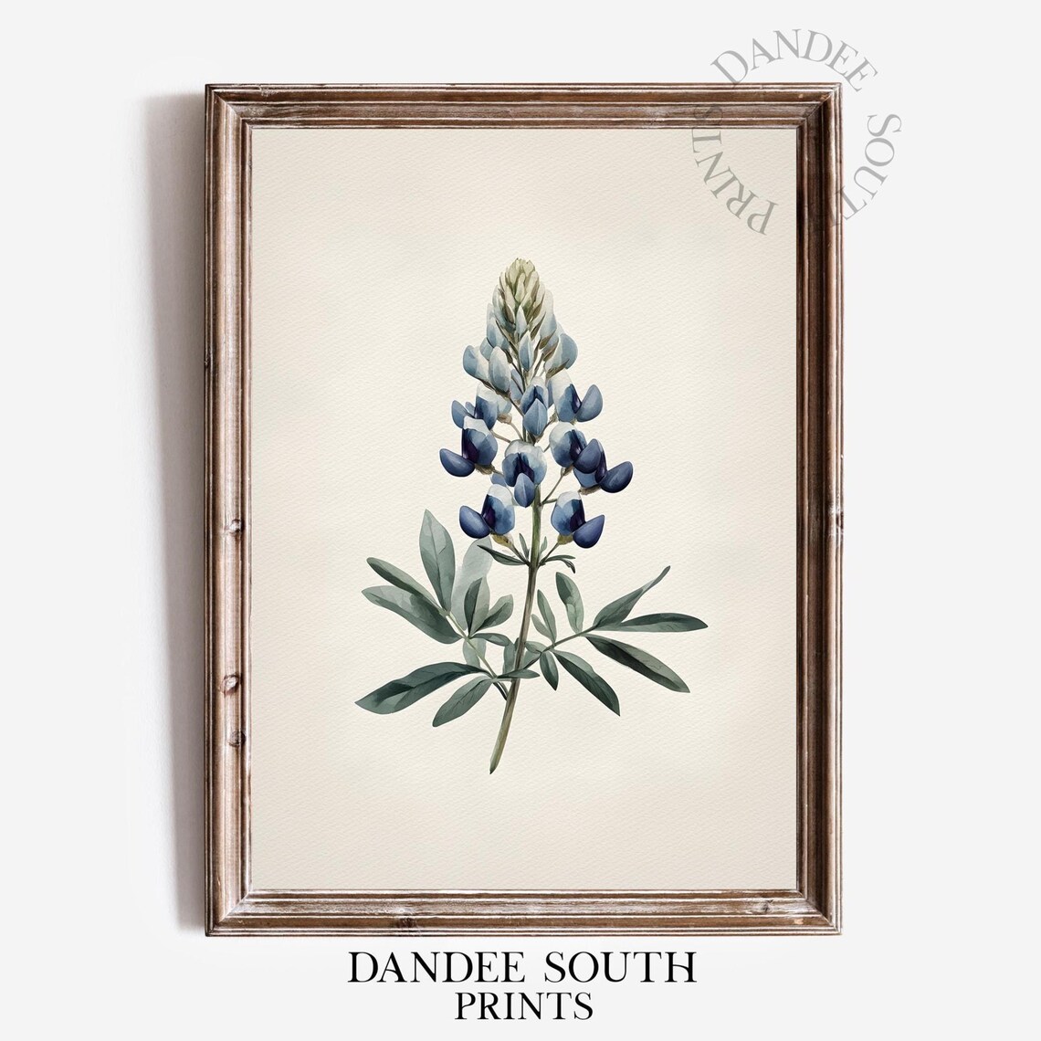 Blue Watercolor Floral Art Print, French Country
