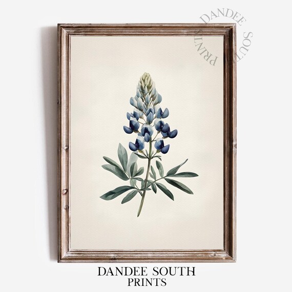 Blue Watercolor Floral Art Print, French Country